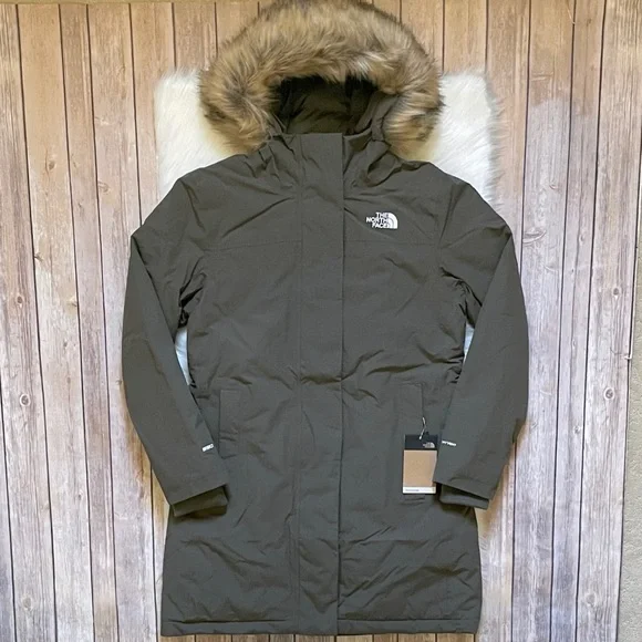 The North Face Women’s Arctic Parka Coat In New Taupe Green - Picture 2 of 8